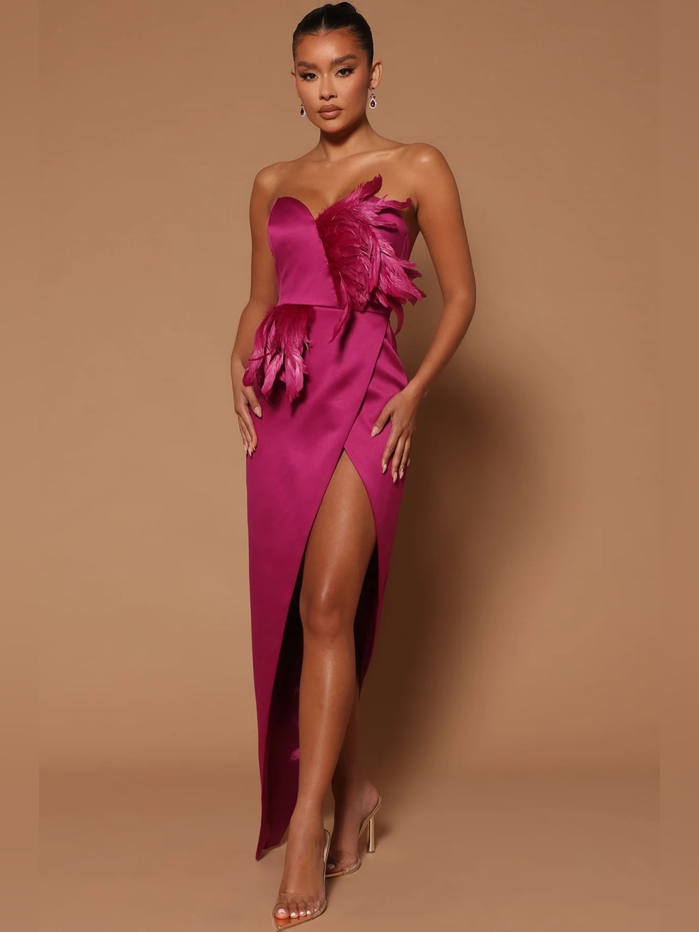 Jaqueline Asymmetrical Maxi Dress - Raspberry - Picture 4 of 5